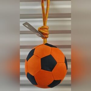 Orange and Black Soccer Ball Dog Toy Large 8 In